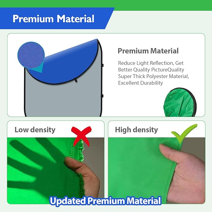 Portable Green Screen Chromakey Backdrop with Stand,59 * 39 inch Pop Up Collapsible Backdrop,Foldable Blue&Green Screen 2 in 1 Backdrop for Photo and Video Shooting,Gaming (Green & Blue)