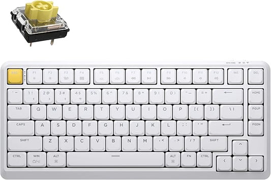 Keychron KJ1 Low Profile Wireless Mechanical Keyboard, 2.4 GHz Bluetooth QMK 75% Layout RGB, Hot-swappable Banana Switch Compatible with Mac Windows Linux, 2000mAh Fast Charge for Gaming - White