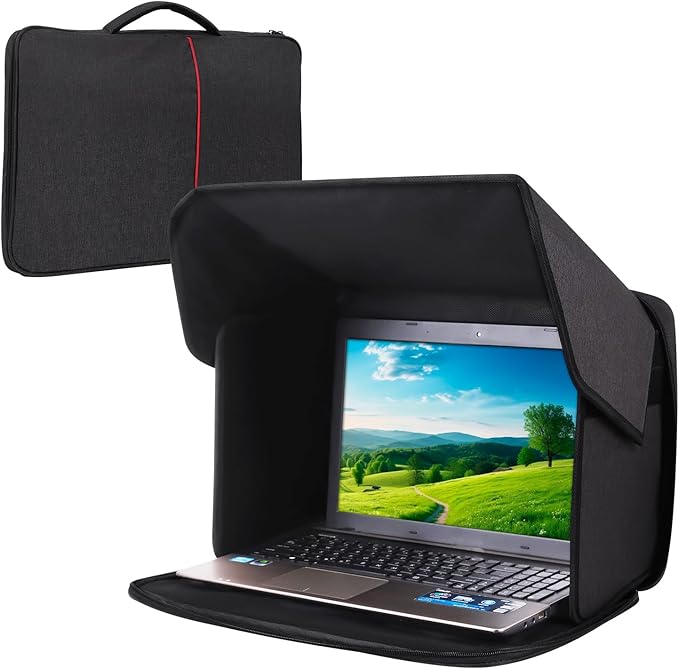 Laptop Sun Shade,Laptop Sun Shade for Working Outside,Foldable and Portable Screen Sun Glare Shield Sleeve,Outdoor Computer Cover,Privacy Protective Hood Sunshade Bag15-16inches (Patent Pending)