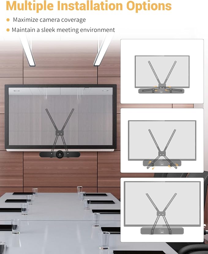 TV Mount for Logitech MeetUp HD Video and Audio Conferencing System, Alternating 6mm and 8mm Holes, L-Shaped Brackets Adjust the Gap, 150 Pound Load-Bearing Capacity