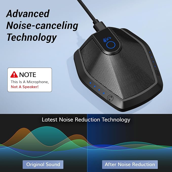 TONOR Conference Microphone with AI Noise Canceling, USB Mic for Teleconference, Condenser Mic for Work at Home, Volume Adjustment, Compatible with Windows and Mac, Desktop PC and Laptop, G11 PRO