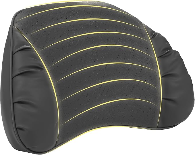 Lumbar Support Pillow for Car Seat, Memory Foam Leather Lumbar Pillow for Lower Back Pain Relief - Back Cushion for Driving - Chair Support for Office Chair, Gaming Chair, Black, 1 Pack