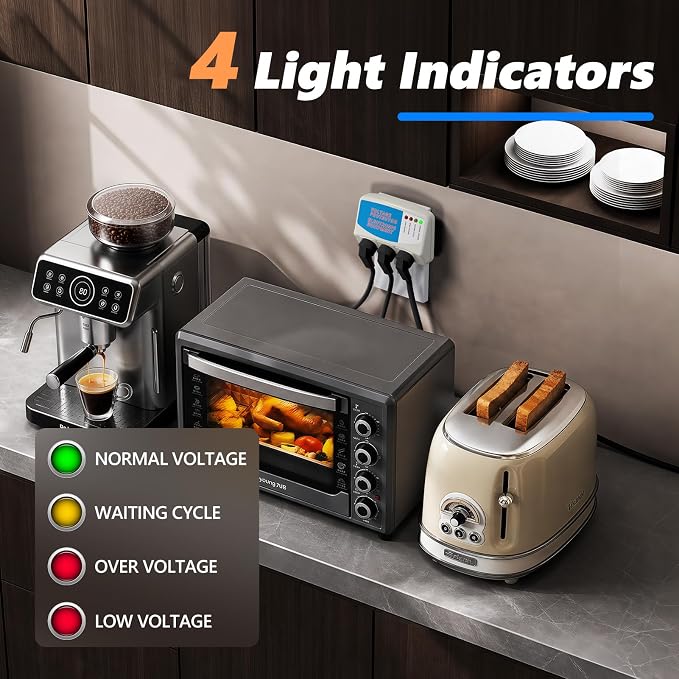 BSEED Surge Protector Power Strip Home Appliance, 3 Outlet Power Surge Protector, Voltage Protector Brownout Surge Refrigerator 1875 Watts, 120V, 15A, 2 Pack