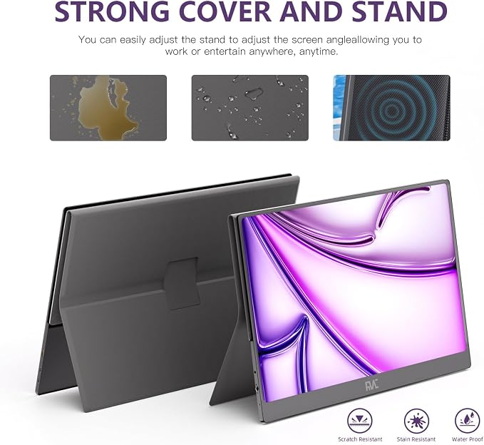 FMC 15.6 Inches Portable Monitor with IPS Display, Compatible with Windows, MacBook, Phone, and PS5 for Gaming and External Use