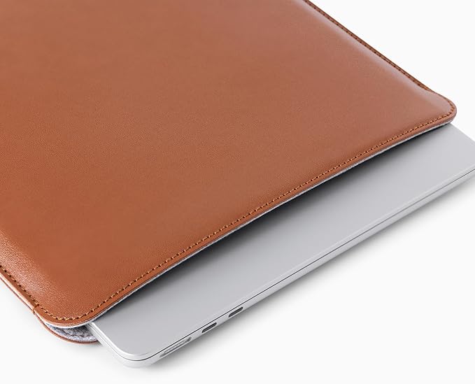 Comfyable Laptop Sleeve 15 Inch Precisely Compatible with MacBook Air 15" M5 M4 M3 M2 2026, Faux Leather Cover Case, Brown