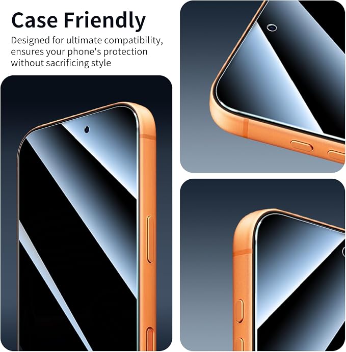3-Pack Privacy Screen Protector for iPhone 17 Pro Max/16 Pro Max, Anti-Spy Tempered Glass Film, Dark Private Black Protection, 9H Hardness, Anti-Scratch, Bubble Free, Case Friendly