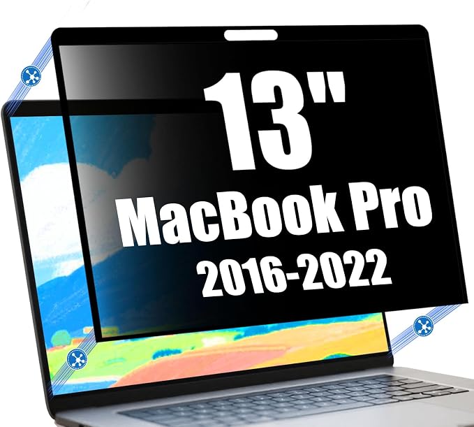 Privacy Screen Protector for MacBook Pro 13 Inch (2016-2022, M1,M2) - Nano-Suction Removable Anti-Spy Filter, Blue Light Blocking, Ultra-Thin Design