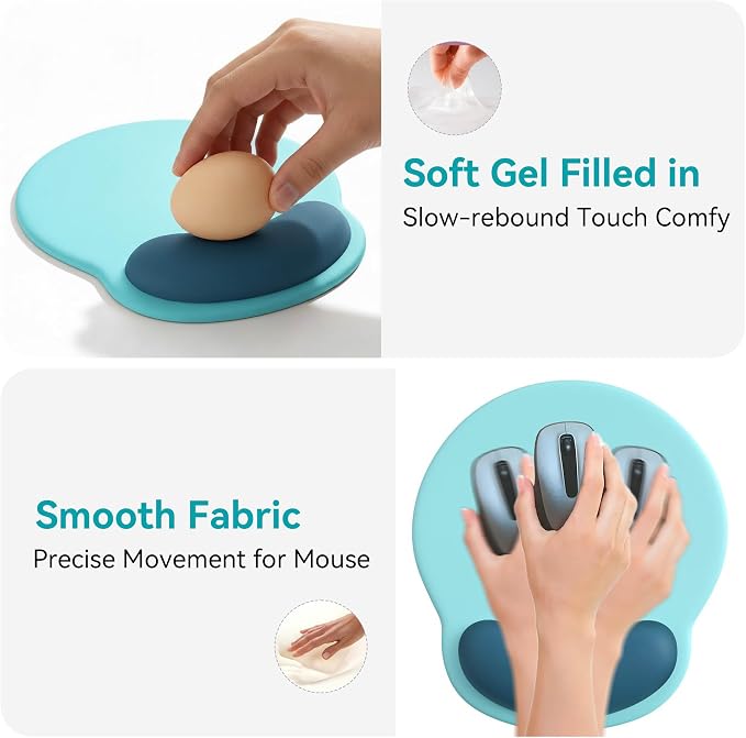 Ergonomic Mouse Pad with Wrist Rest,Mousepad with Wrist Support - Cute Gel Portable Mouse Pads for Desk Laptop,Computer,Office & Home Decor-(Teal Plants)
