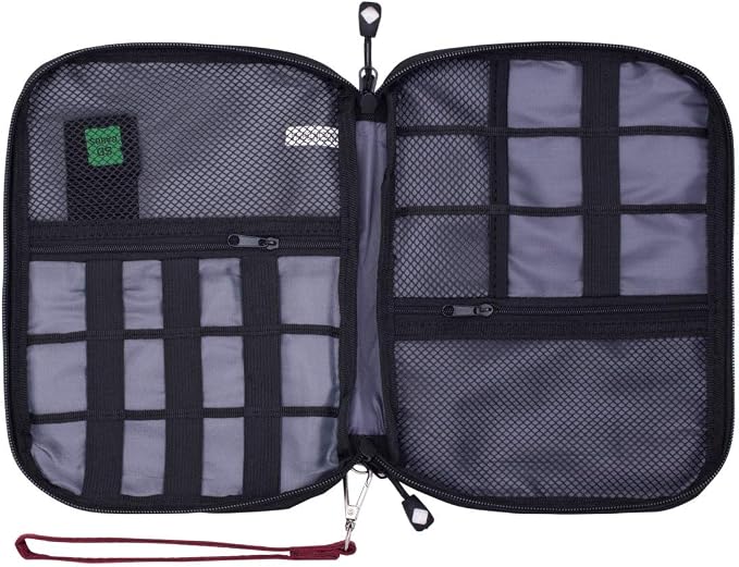 Travel Cable Organizer Bag Waterproof Portable Electronic Accessories Organizer for USB Cable Cord Phone Charger Headset Wire SD Card with 5pcs Cable Ties(Red)