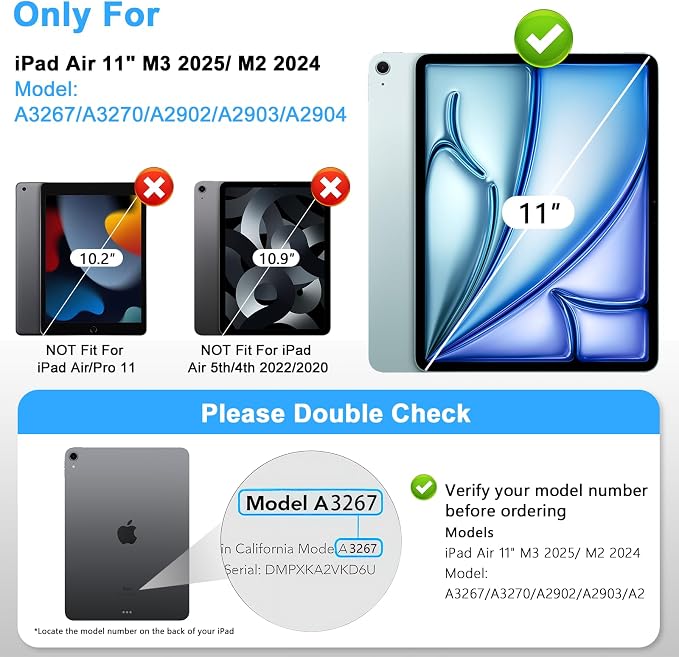Privacy Screen Protector for iPad Air 11 Inch M3 M2 (7th&6th Generation, 2025/2024), Anti-Spy Tempered Glass Film for iPad Air11 Inch, Touch Sensitive，Bubble Free, Case Friendly, 1 Pack