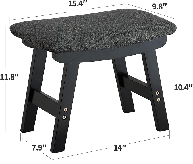 Foot Stool Ottoman Foot Rest Under Desk,Small Stool for Living Room, Bedroom and Kitchen (Black Legs - Gray Stool Surface)
