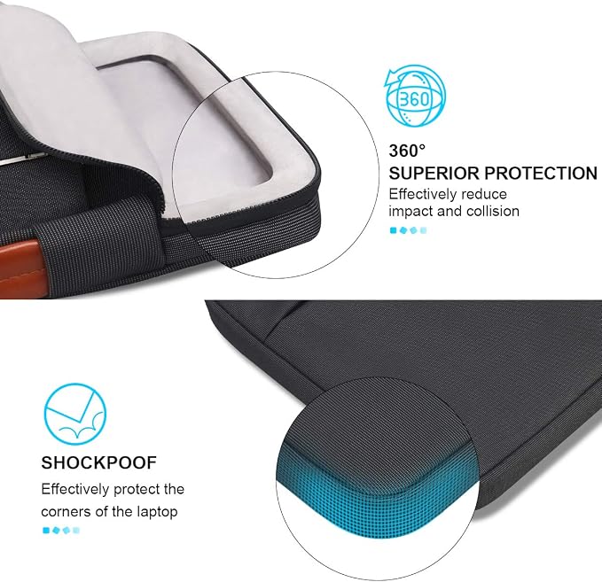 Lacdo 360° Protective Laptop Sleeve Case for 16 inch MacBook Pro M5 Pro/Max A3428 A3429 (2026), M4/M3/M2/M1 A3403 A3186 A2991 A2780 A2485 A2141, 15 inch Surface Laptop 7/6/5/4/3 Computer Bag, Black