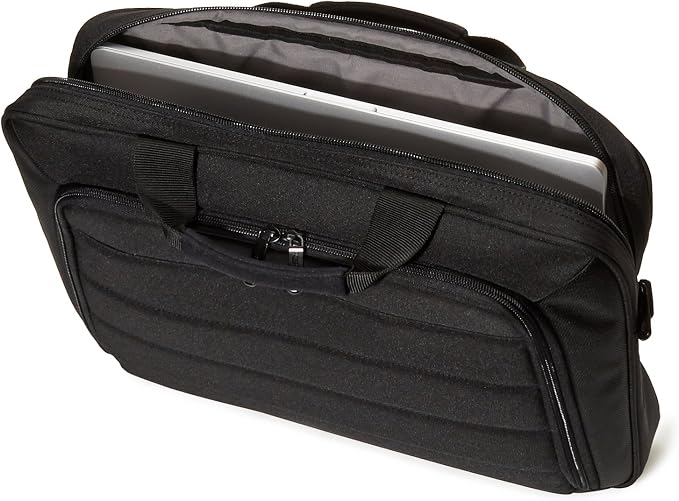 Amazon Basics 15.6 inch Laptop and Tablet Case Shoulder Bag with Compartments and Front Pocket, Black