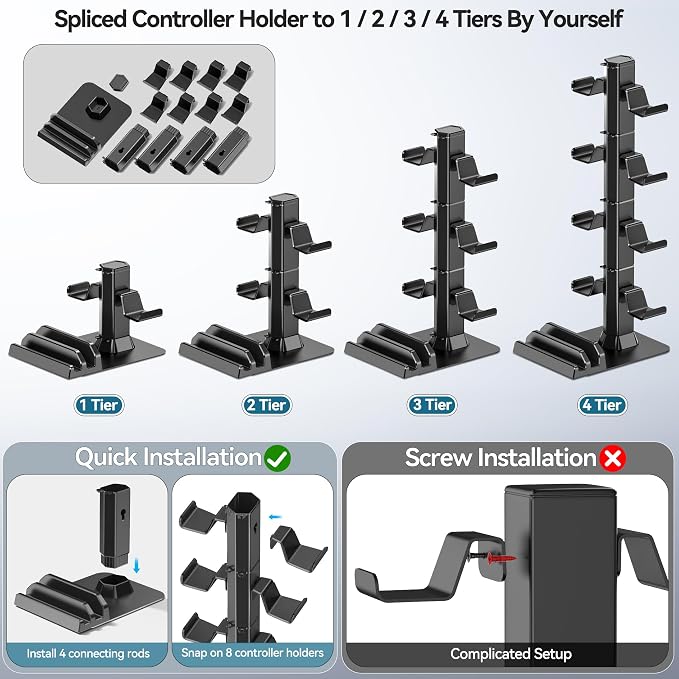 Gaming Headset & Controller Holder Stand for Gamer Gift, Game Headphone Desk Organizer Storage with Cable Hook for Xbox/ PS5/ PS4/ Controller, Nintendo Switch 1/ 2/ PS Portal for Nintendo 64 Consoles