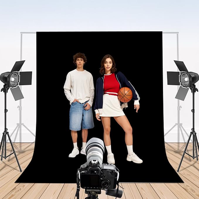 6x9ft Black Photography Backdrop, High Density Polyester Fiber Photo Background Cloth is Foldable and Machine Washable, Suitable for Photo Background Video Photography Studios