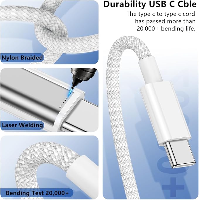 USB C to C Charger Cable 10ft, 60W Type C to C Fast Charging Cable Cord Long for Apple iPhone 17 Pro Max/17 Air/16 Pro Max/16 Pro/15 Plus/15 Pro Max/MacBook 2021/2020/2019,iPad Pro/Mini/Samsung Galaxy
