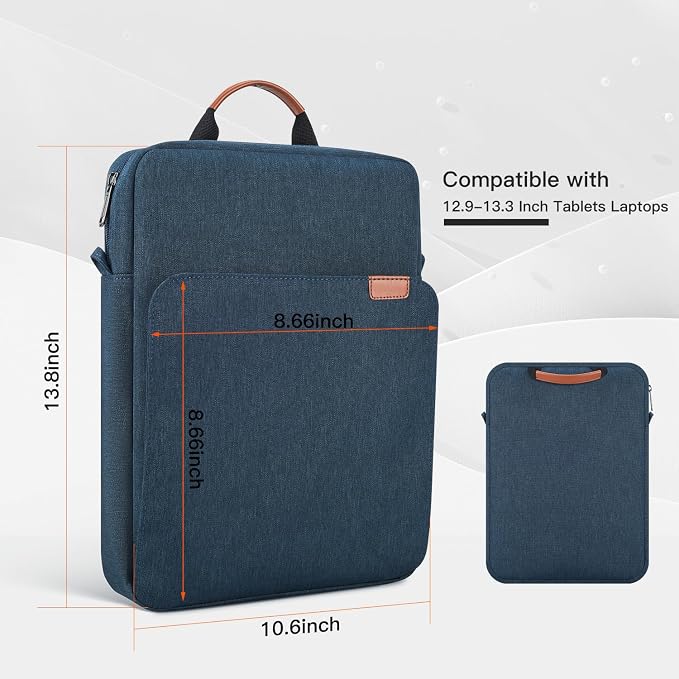 12.9-13 Inch iPad Carrying Bag for 2026 13 inch iPad Air M4 M3 M2 & iPad Pro M4 M5 with Magic Keyboard, iPad Pro 12.9, Travel Shoulder Sleeve Case Bag, Navy Blue