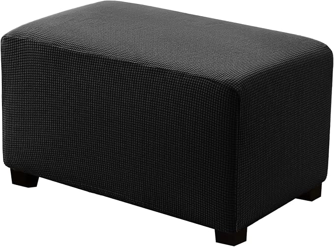 Ottoman Covers Ottoman Slipcovers Folding Storage Stool Washable Furniture Protector,Elastic Foot Stool Foot Rest Protector for Living Room Bedroom,Small,Black