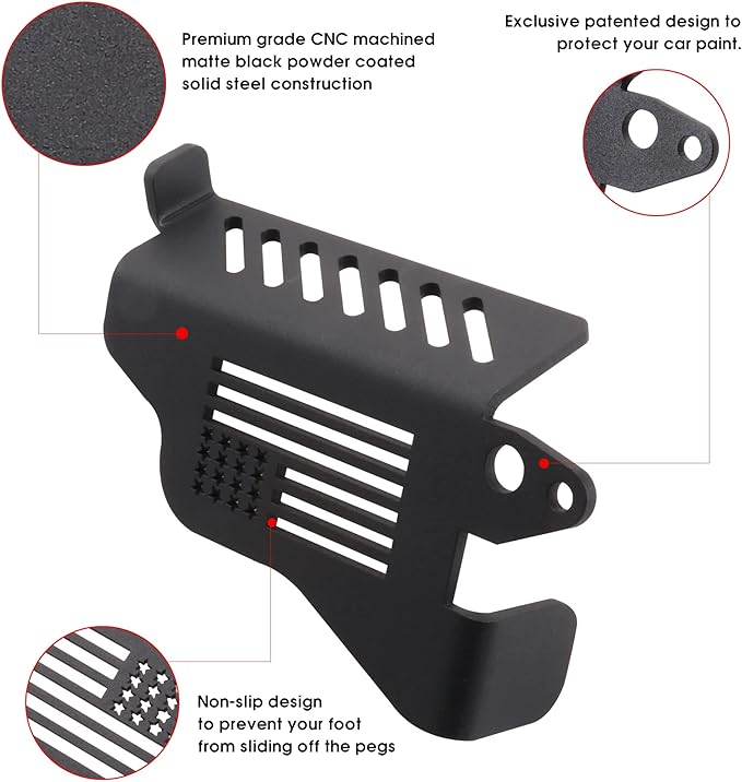 sukemichi Foot Pegs Doors Off for Jeep JK JL JT, Exterior Foot Rest Pedals Door Hinge Foot Peg for 2007-2025 2026 Jeep Wrangler JK JL 4XE 4 Door 2 Door Gladiator JT Accessories, Steel, 1 Pair (Flag)