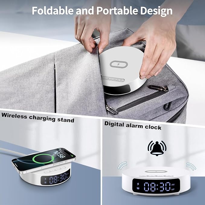 Fast Wireless Charger with Alarm Clock,20W Max Wireless Charging Pad Compatible with iPhone 17/17 Pro/16/15/14/13/12/SE;Wireless Charge Mat for Samsung Galaxy S25/S24/Note,Pixel/LG (White pad)