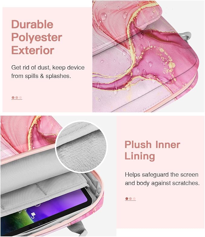 MoKo 9-11 Inch Tablet Sleeve Bag Handle Carrying Case with Shoulder Strap Fits iPad Pro/Air/A16 11 inch,iPad 10th 10.9,i-Pad 9/8/7th 10.2,iPadAir 5/4th 10.9,i-Pad 9.7,Tab S8/S9 11", Cloudy Pink