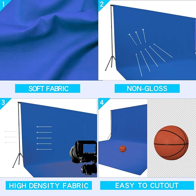 ISSUNTEX 10X20 ft Background Muslin Backdrop, Photo Studio, Collapsible High Density Screen for Video Photography and Television-Blue