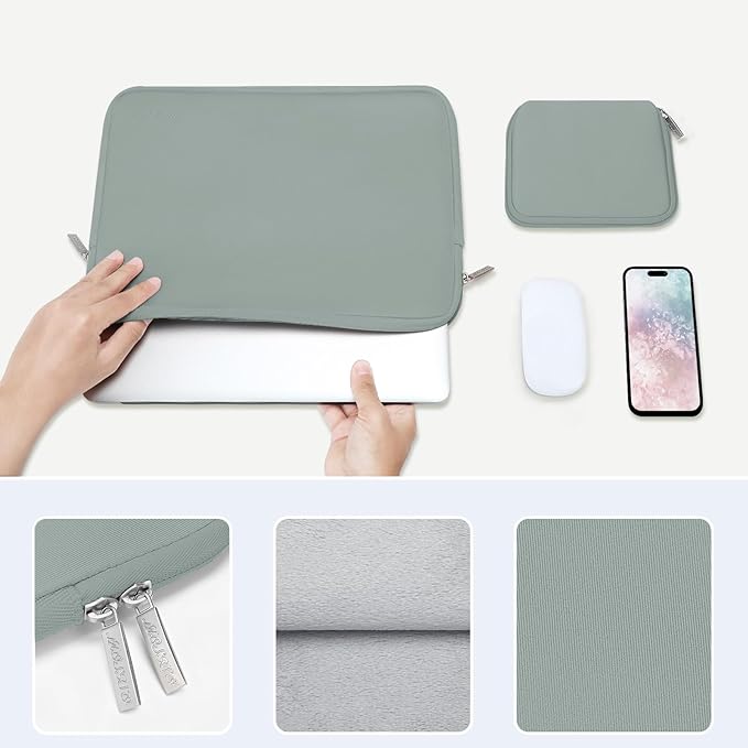 MOSISO Laptop Case 16 inch, 15-15.6 inch Laptop Sleeve Bag Compatible with MacBook Pro 16 M5 M4 M3 M2 M1, HP Acer Dell Lenovo ASUS Notebook, Neoprene Computer Sleeve Bag with Small Case, Antique Green