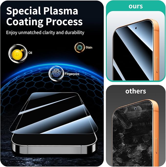 3-Pack Privacy Screen Protector for iPhone 17 Pro Max/16 Pro Max, Anti-Spy Tempered Glass Film, Dark Private Black Protection, 9H Hardness, Anti-Scratch, Bubble Free, Case Friendly