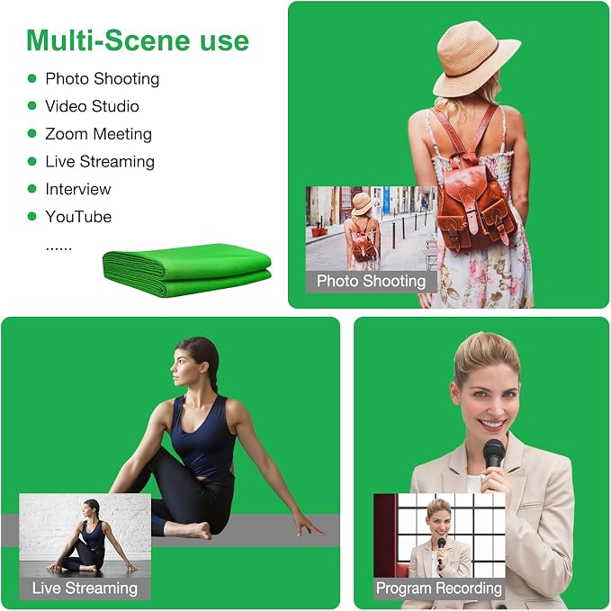 Aimosen 10x10FT Green Screen Backdrop for Photography, Large Background for Zoom Meetings, High Density Polyester Fabric Chromakey Backdrop Curtain for Video Photoshoot Studio Gaming