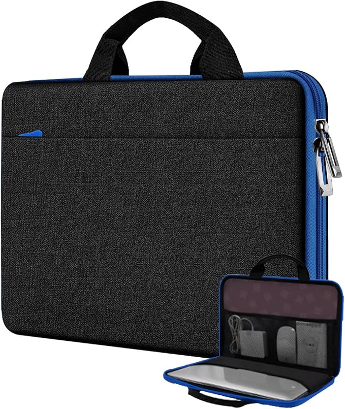Hseok Laptop Case 13.3-14 inch Sleeve, TSA Computer Handbag Water-Resistant and Shockproof Bag Compatible with MacBook Pro/Neo 14", Mac Air/Pro 13.3" and 13"-14" Notebooks Chromebooks,Black-Blue
