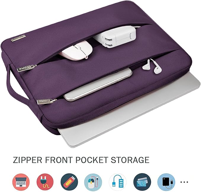 Voova Laptop Sleeve Carrying Case 13 13.6 Inch Compatible with MacBook Air 13 M1/M2/M3/M4, MacBook Pro 13/14, IPad Pro 13, Waterproof Slim Computer Cover Bag, Dark Purple