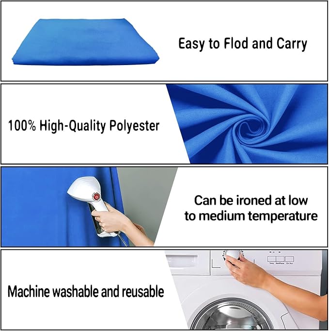 10x10FT Royal Blue Screen Backdrop for Photography, Solid Blue Photo Background for Party Portrait Photoshoots Booth Video Studio