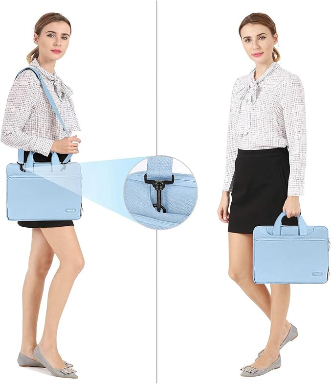 MOSISO 360 Protective Laptop Bag 15.6 inch, 15-16 inch Computer Bag Compatible with MacBook Air 15 inch/Pro 16 inch, HP,Dell,Lenovo,Asus,Notebook, Laptop Carrying Case with Strap&Handle, Airy Blue