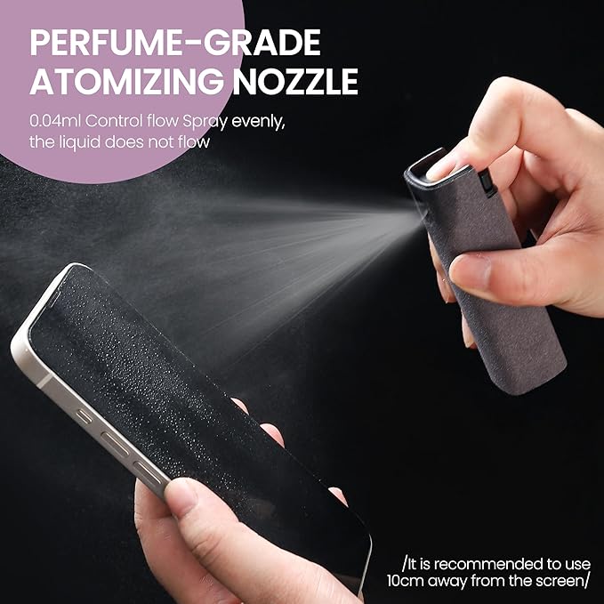 Touchscreen Screen Cleaner, Car, Tablet and Phone Screen Cleaner, Two in One Spray and Microfiber Cloth, Car Accessories for Women Perfect Gifts(Grey)
