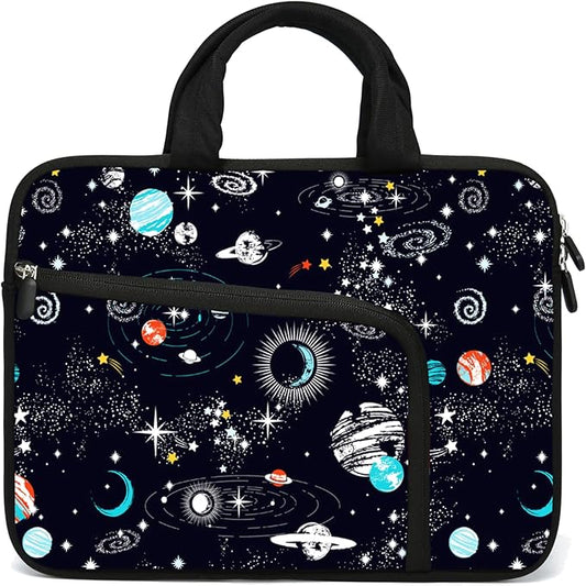 14 15 15.4 15.6 inch Laptop Handle Bag Computer Protect Case Pouch Holder Notebook Sleeve Neoprene Cover Soft Carrying Case with Extra Pockets For Dell Lenovo HP Chromebook (Galactic Space)