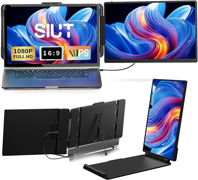 Laptop Screen Extender Monitor - Dual 14 inch IPS FHD 1080P Extended Monitors for 13"-17" Laptops Type-C/HDMI/USB-A Compatible with Windows Mac Travel Work