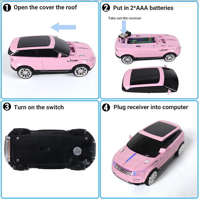 elec Space Wireless Mouse Car Computer Mouse for PC Laptop (Milk Tea Pink)