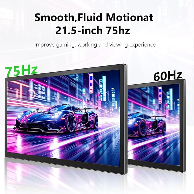 21.5inch Large Portable Monitor for Laptop, FHD 1080P 75Hz VESA Supported USB-C HDMI Extender Computer Monitor for Working Business Gaming
