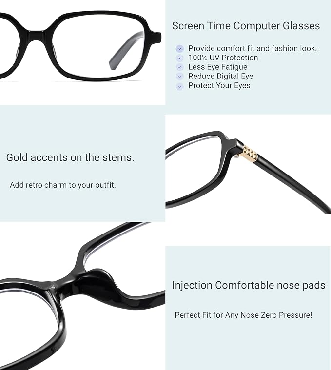 Retro Rectangle Blue Light Blocking Glasses for Women 90s Fake Eyeglasses Y2K Fashion Computer Glasses Tortoise Frame