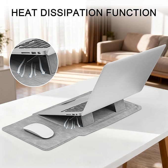 HoYiXi 13.3 Inch Laptop Sleeve Case with Stand - Compatible with MacBook Neo 2026/MacBook Air/Pro 13 (M4/M3/M2/M1 2020-2025), Surface Pro 8 2021, iPad Pro 12.9 & 13-13.3" Dell Acer Laptops,Gray