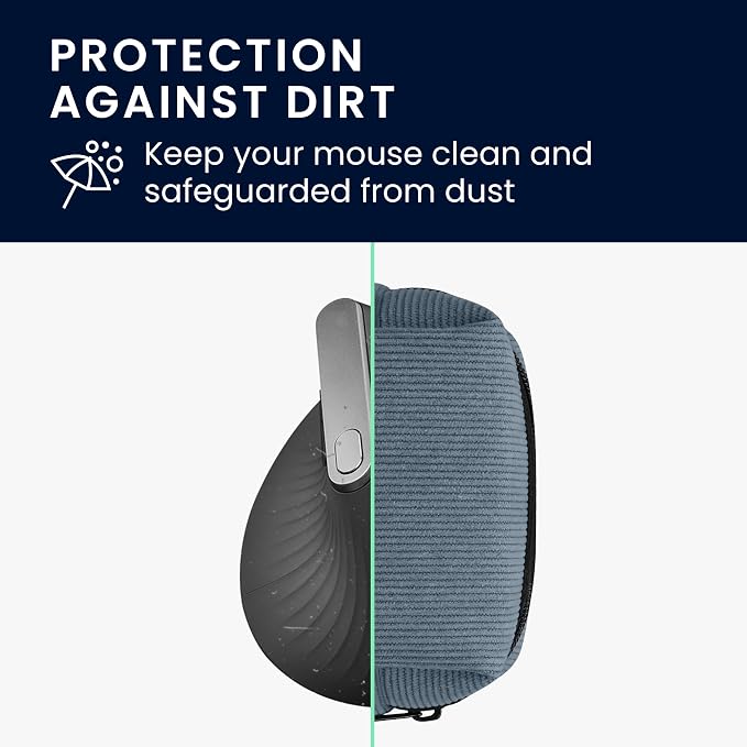 kwmobile Mouse Case for Logitech Lift/MX Vertical/Anker Vertical Carry Case - Protective Carry Pouch for Bluetooth Mouse - Soft Neoprene Protection - Vintage Blue