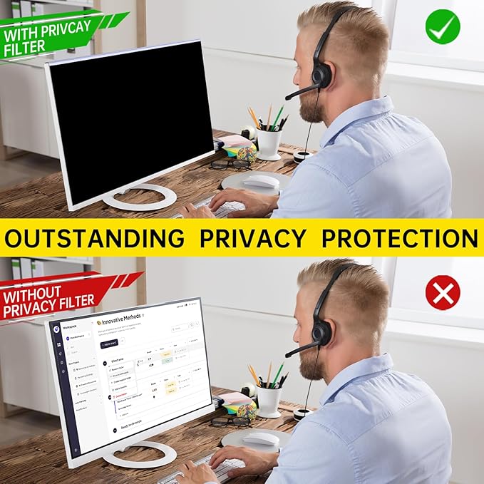 22 Inch Computer Privacy Screen for 16:10 Computer Monitor, Anti-Blue Light Monitor Privacy Screen Filter, Anti-UV Computer Shield, Hanging Type