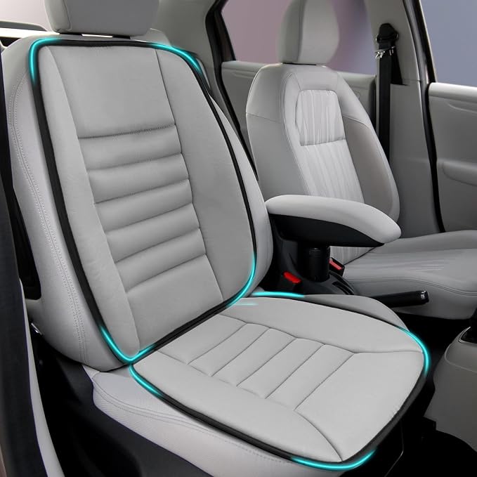 Car Seat Cushion, Memory Foam Cushion for Car Seat, Lumbar Support Pillow, Seat Cushion for Full Back and Seat, Ideal for Car Seat Driver, Office Chair, Wheelchair and Back Pain Relief (Gray)