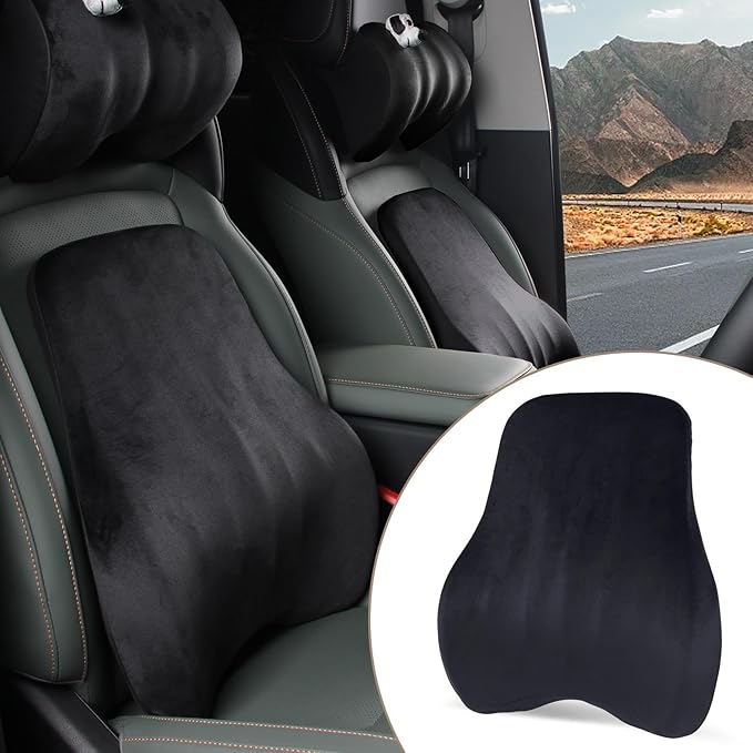 1Pcs Black Lumbar Support Pillow Multi-Functional Back Cushion For Car,Office Chair, Or Gaming Chair Use,100% Memory Foam Back Cushion For Lower Back Pain,Breathable Micro-Channel Design-Ergonomic.