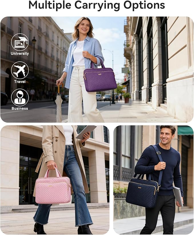 17 17.3 Inch Laptop Case Bag Women Men Compatible with HP OmniBook Envy Omen Pavilion/Dell Inspiron Precision/LG Gram/Yoga ThinkPad, Messenger Carrying Briefcase Computer Bag 18 inch, Black