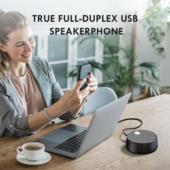 USB Computer Speakers, PC Speaker with Microphone, 2 Sound Modes, Laptop Speaker with Mic, Hand Free Enhanced Voice Pick up, Compatible with Zoom for Video Meeting, Skype, Gaming, Zoom, Plug & Play