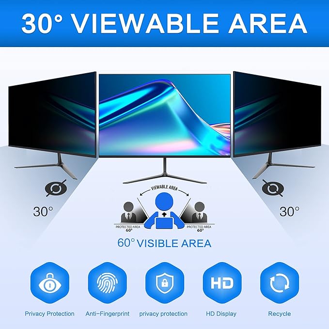 ZOEGAA 32 Inch Computer Privacy Screen Filter for 16:9 Widescreen Computer Monitor 27.87"x15.66", Removable Computer Screen Privacy Shield and Anti Blue Light Anti Glare Screen Protector