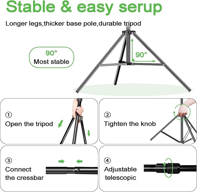 Green Screen Backdrop Kit 10x6.6ft with Tripod Stand, Chroma Key Background System for Video Shooting, Live Streaming, Photo Studio, Content Creation and Virtual Backgrounds