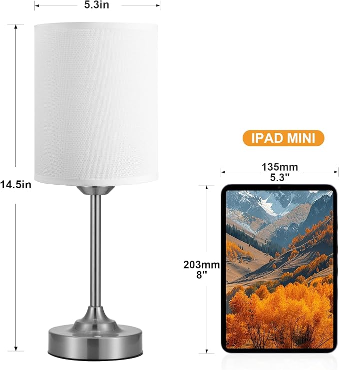 Touch Control Cordlss Table Lamp, USB-C Rechargeable Lamp with Stepless Dimming, 4000mAh Battery Operated Bedside Lamp for Bedroom, Living Room, Night Light & Emergency Lighting, Silver, 1 Pack