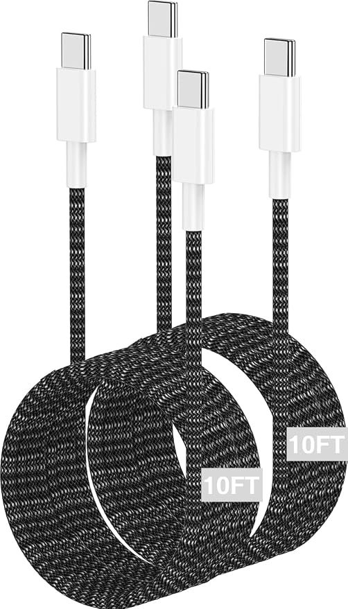 USB C to C Charger Cable 10ft, 60W Type C to C Fast Charging Cable Cord Long for Apple iPhone 17 Pro Max/17 Air/16 Pro Max/16 Pro/15 Plus/15 Pro Max/MacBook 2021/2020/2019,iPad Pro/Mini/Samsung Galaxy